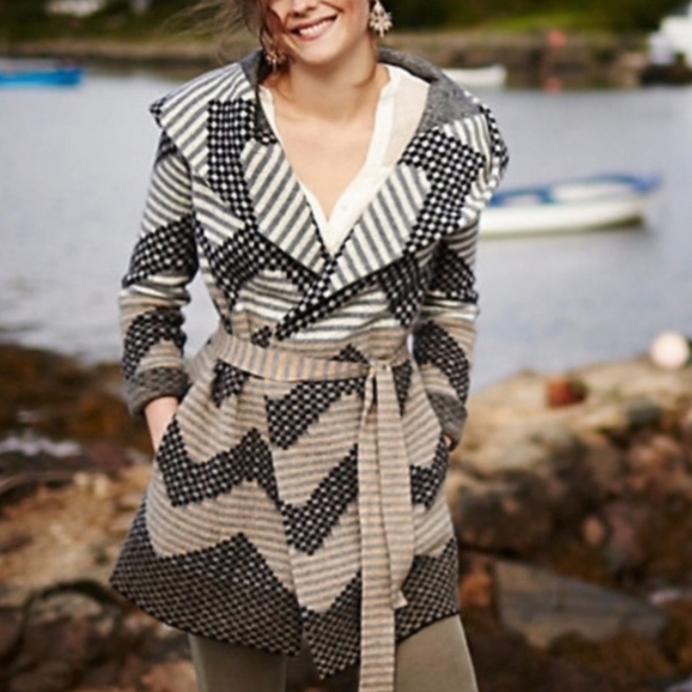Anthropologie Field & Flower Belted Wool Blend Cardigan Sweater Coat | XS